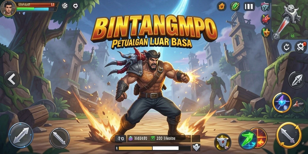 Screenshot BINTANGMPO menampilkan aksi mendebarkan dalam pertempuran.
