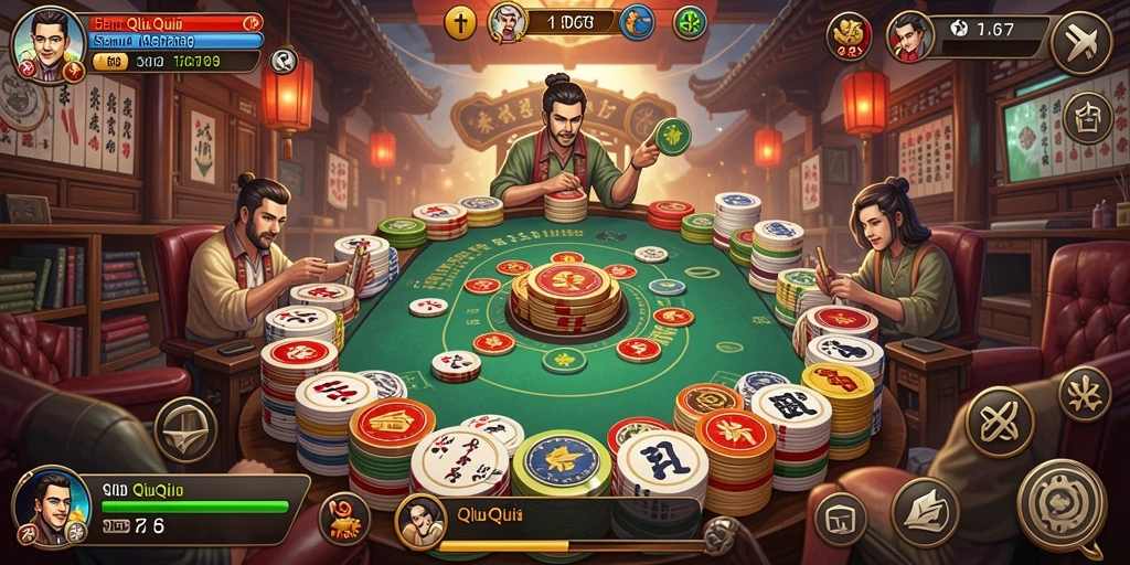 Screenshot menunjukkan aksi seru dalam permainan QiuQiu.