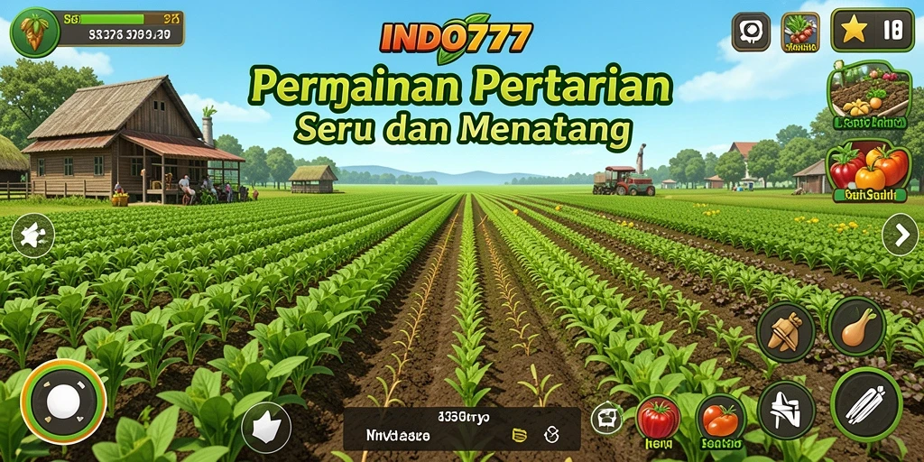 Tangkapan layar utama INDO777 menunjukkan aktivitas bertani yang seru.