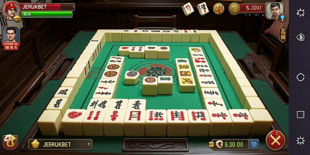 Screenshot gameplay <strong>JERUKBET</strong> yang menunjukkan suasana permainan Mahjong yang seru.
