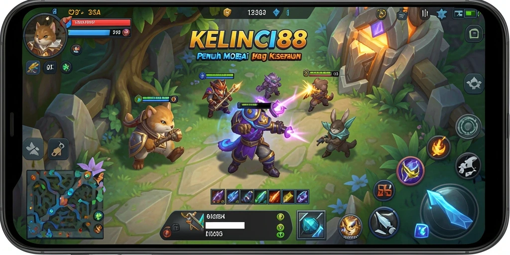 Tampilan gameplay seru dalam KELINCI88 yang menampilkan aksi karakter di arena.
