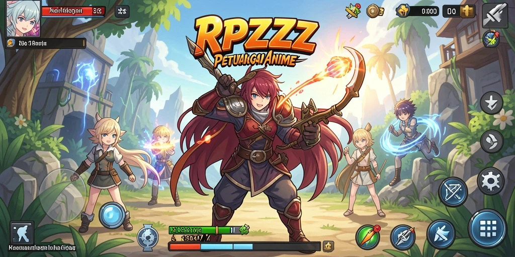 Tampilan gameplay RPZZZ yang penuh warna dan dinamis.