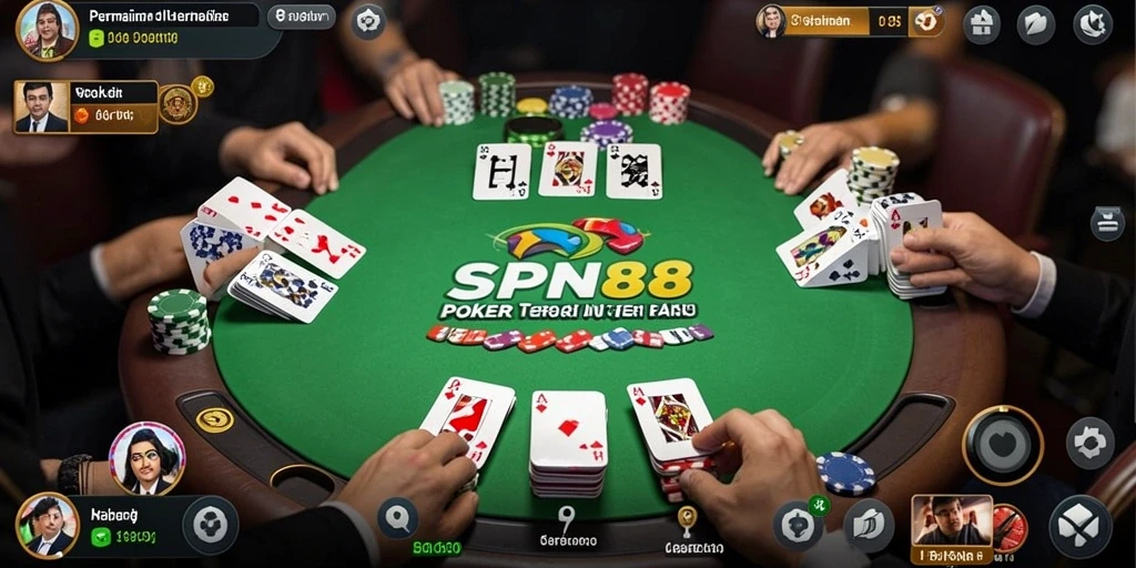 Tampilan gameplay poker yang mengasyikkan di SPN88.