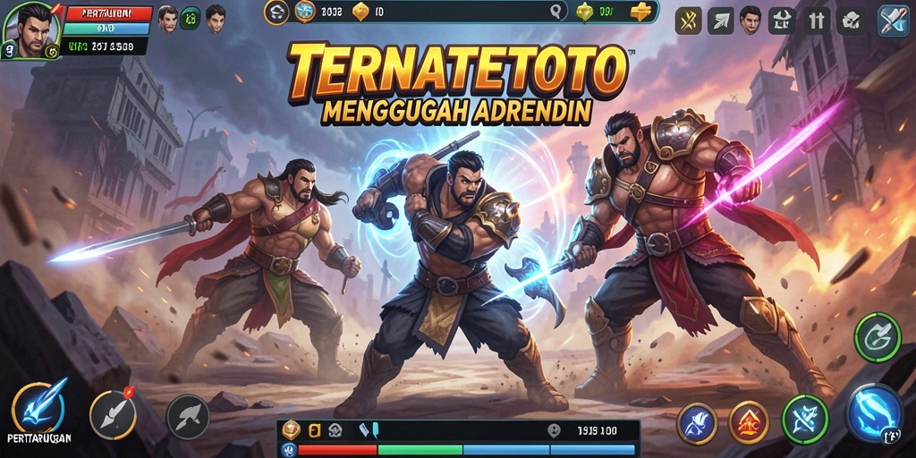 Tampilan intens pertarungan di TERNATETOTO dengan karakter yang beragam.