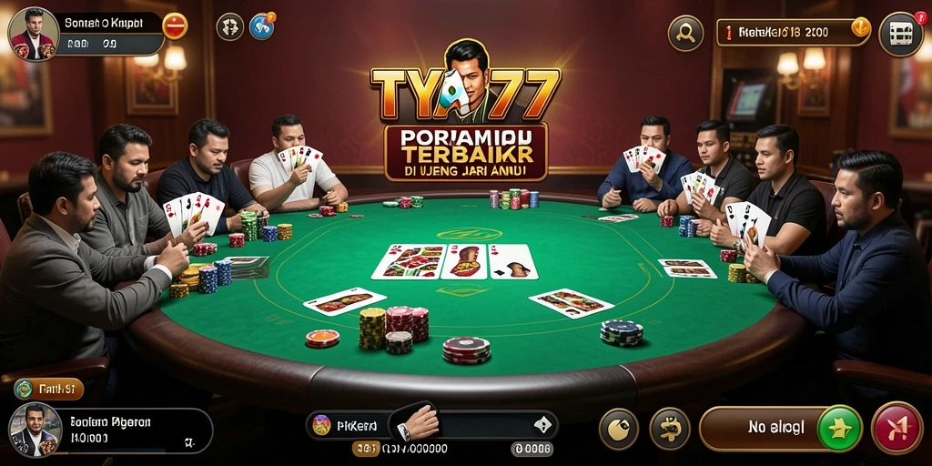 Tampilan seru gameplay poker di TYA777 dengan pemain aktif.