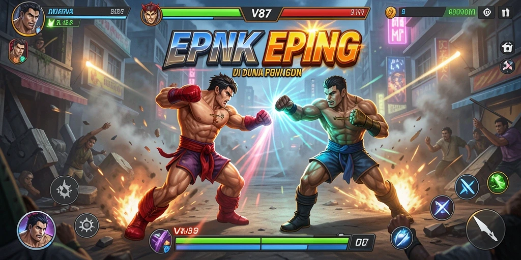 Screenshot yang menampilkan aksi seru dalam game Fighting V87.