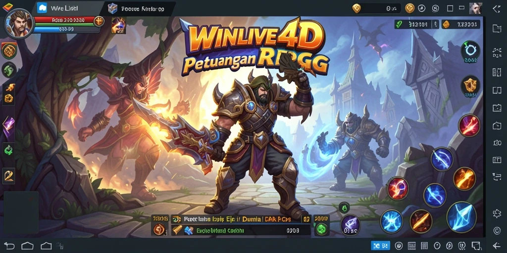 Tangkapan layar utama WINLIVE4D menunjukkan pertempuran epik dalam game ARPG.